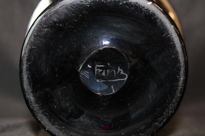 Purple and silver horn vase, signed FAIN...