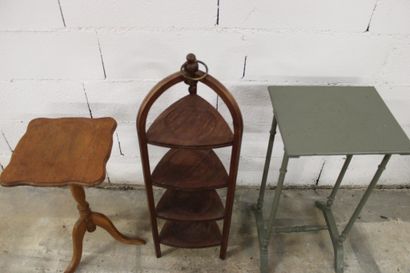 Four-tier wooden corner shelf with triangular...
