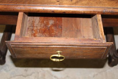 Solid wood rectangular table, central drawer...