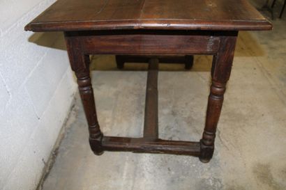 Solid wood rectangular table, central drawer...