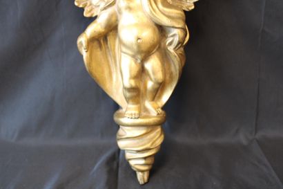 Gilded wood console with angel