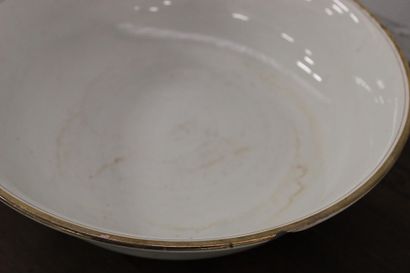 Toilet set in white earthenware with gold...