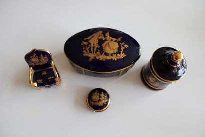 Elements in Limoges porcelain (4), blue ...