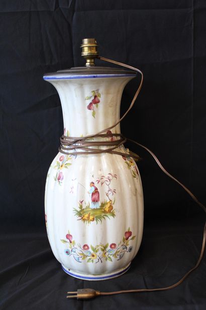 Porcelain lamp base, decorated with flowers...