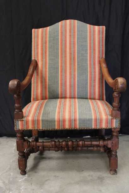 Armchair LOUIS XIII, seat and back in beige...
