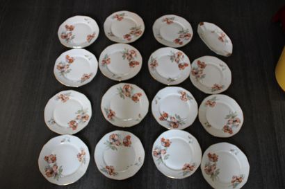 Set of 15 plates and an oval platter in white...