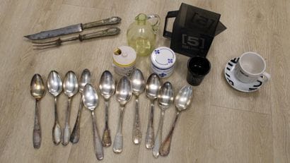 Lot including: Pair of DUCHAMP cutlery in...
