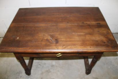 Solid wood rectangular table, central drawer...
