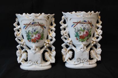 Pair of porcelain vases decorated with gilded...