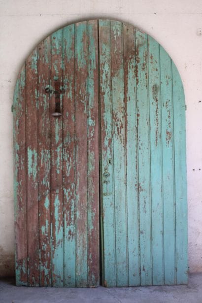 Farmhouse door, double leaf, arched, late...