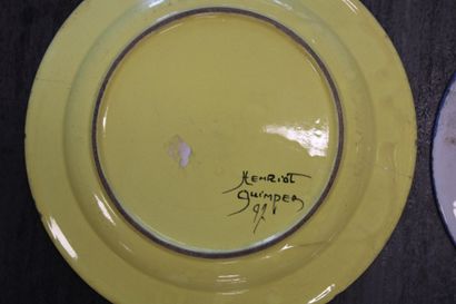 Set of plates, bird design, Henriot QUIMPER,...