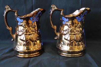 Pair of copper-effect decanters/pitchers