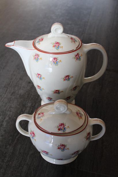 White porcelain teapot and sugar bowl set,...