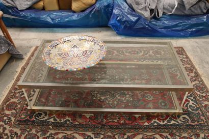 Coffee table, 70s metal structure, 124x6...