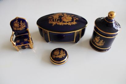 Elements in Limoges porcelain (4), blue ...