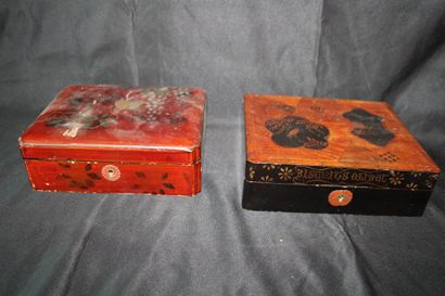 Pair of decorative lacquered wood boxes,...