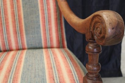 Armchair LOUIS XIII, seat and back in beige...