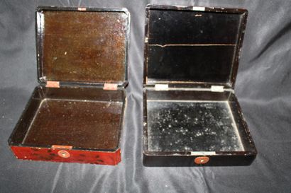 Pair of decorative lacquered wood boxes,...