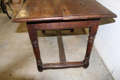 Solid wood rectangular table, central drawer...