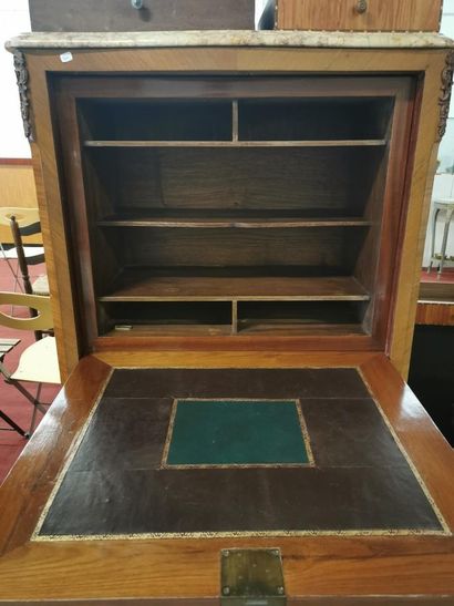 Secretary Louis XV style, two openings, inlaid,...