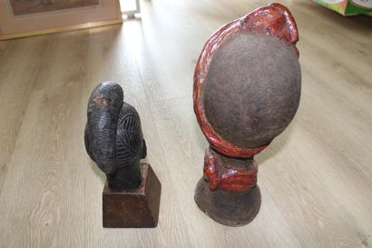 Two African statues, in exotic wood and mixed...