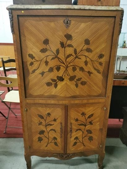 Secretary Louis XV style, two openings, inlaid,...