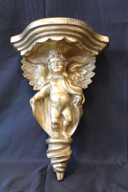 Gilded wood console with angel