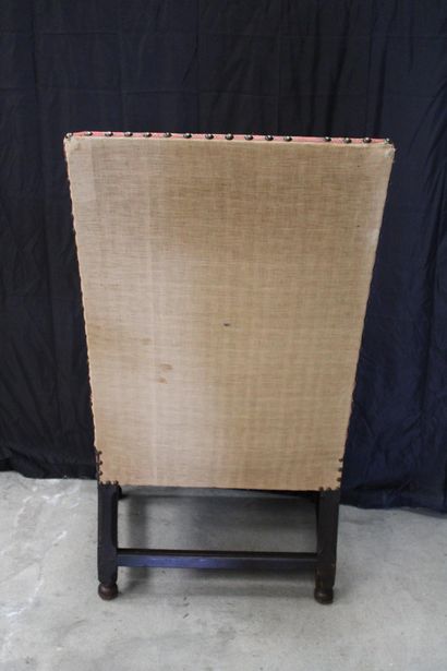 Armchair in exotic wood, seat and back in...