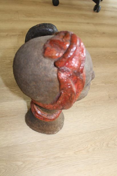 Two African statues, in exotic wood and mixed...