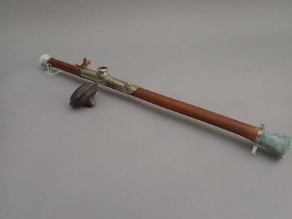 Pipe à opium en bambou, plaquette en paktung...