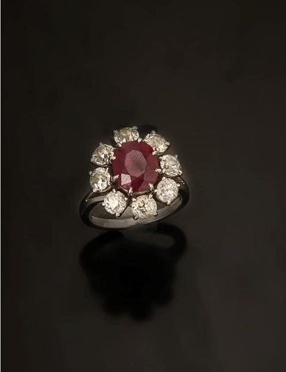 Bague Pompadour en platine 950 °/°° et or...