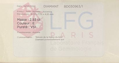 Bague en platine 950 °/°° ornée d'un diamant...