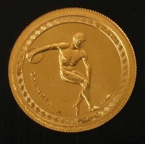 Médaille en or 999 °/°° commémorant les Jeux...