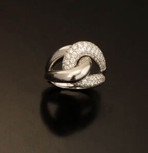 Bague à double maillon en or gris 18K (750...
