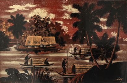School of Thu Dau Mot,

Sampans on the river...