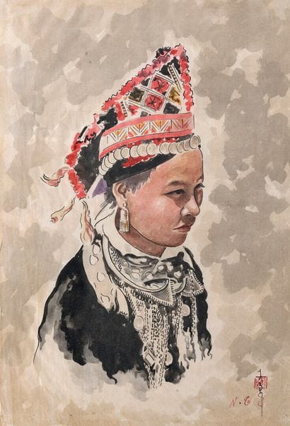 Nguyen Tu (XXe). 

Portrait d'une femme des...