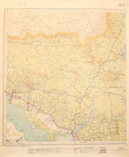 1942

Ensemble de 5 cartes routières dressées...