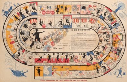 Le riz d'Indochine. Jeu en couleur sur papier...