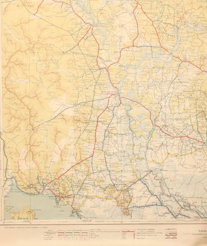 1942

Ensemble de 5 cartes routières dressées...