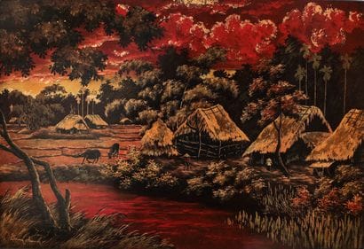SONG CHUNG, 

Animated village of Tonkin.

Polychrome...