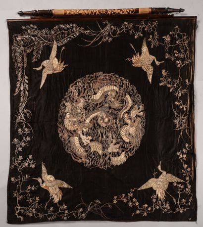 
Large hanging embroidered with golden metallic...