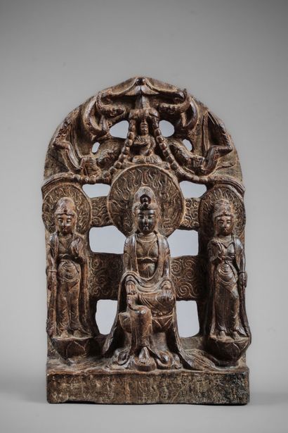 Buddhist lotiform stele forming an ex-voto...