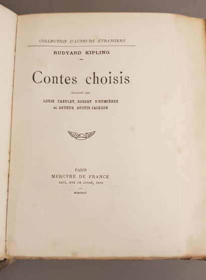 KIPLING (Rudyard). Contes choisis, translated...