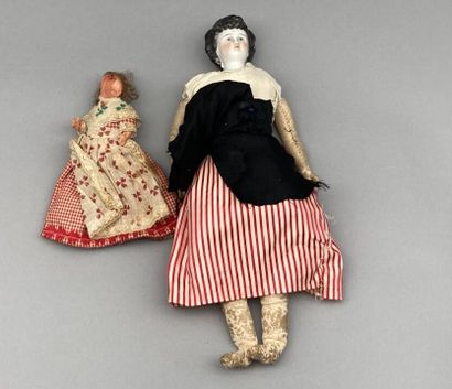 German PARIAN type doll, with porcelain head/bust,...