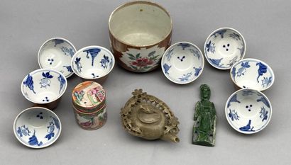 Lot including:

- 8 porcelain cups. Interior...