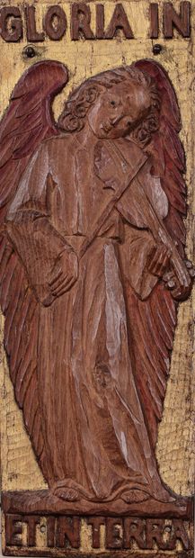 Pair of molded oak tabernacle door panels,...