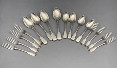 Part of silver menagere including 4 soup...