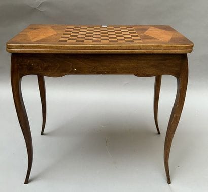 Wooden game table with a portfolio tray....