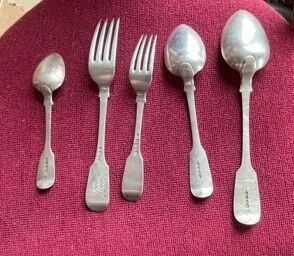 
Part of silver household set including :...