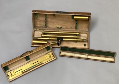 Set of 4 instruments for surveyor or geometer...